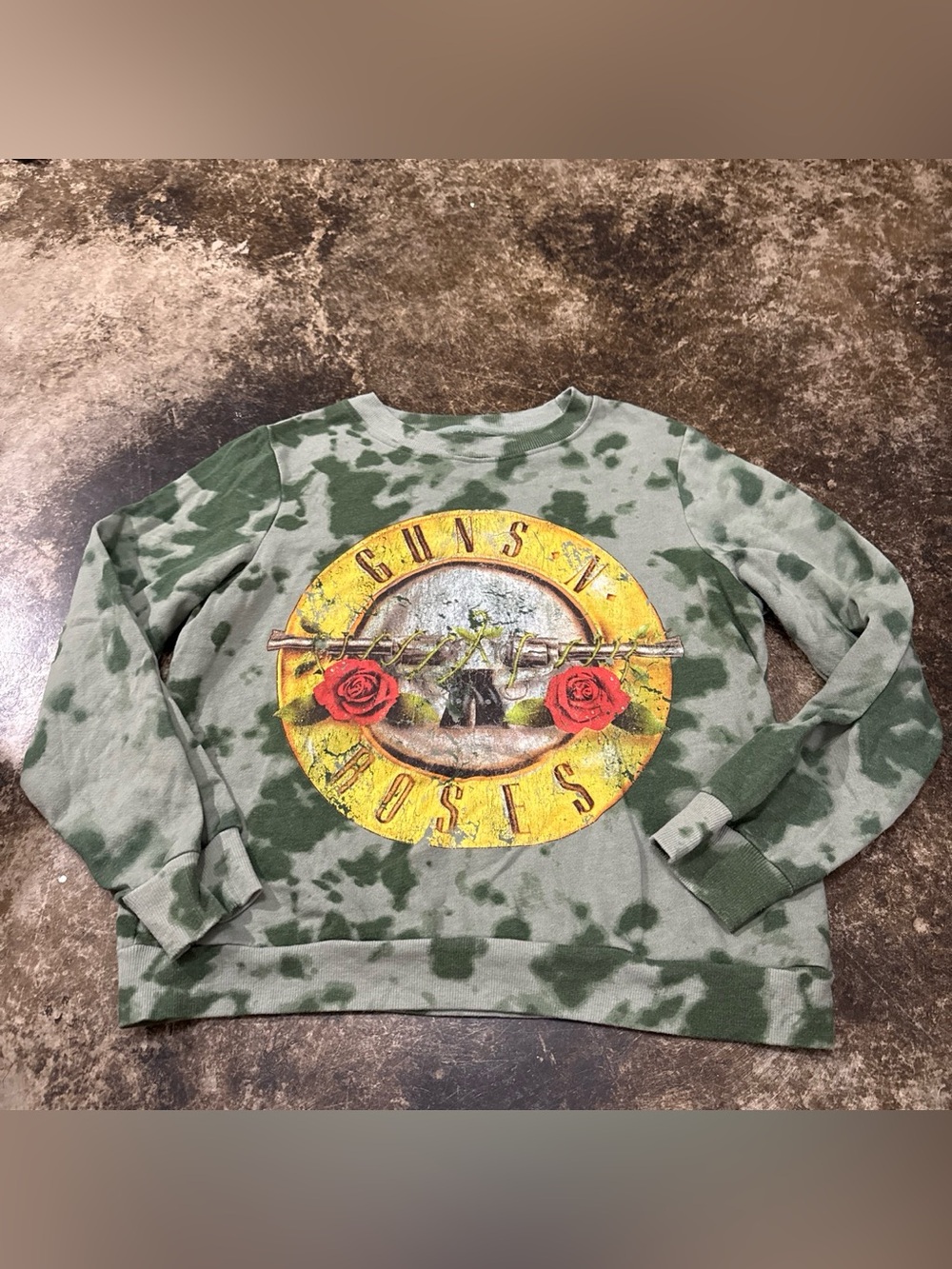Guns N' Roses Green Tie-Dye Graphic Crewneck Sweatshirt